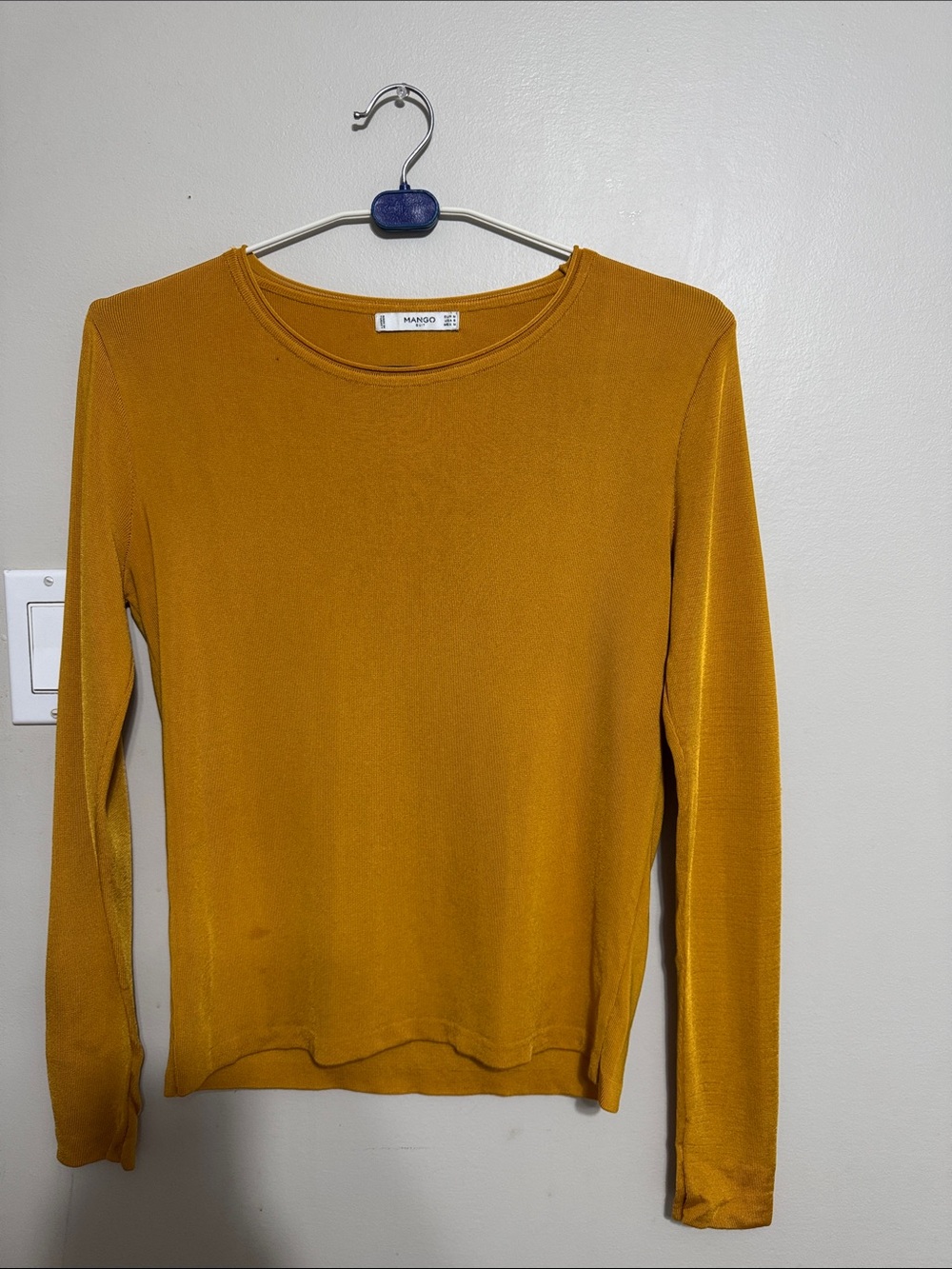 Mango Mustard Long Sleeve Crewneck Top